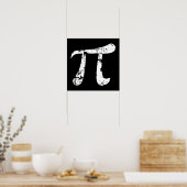 White Grunge Pi Symbol Poster (Keuken)