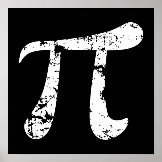 White Grunge Pi Symbol Poster (Voorkant)