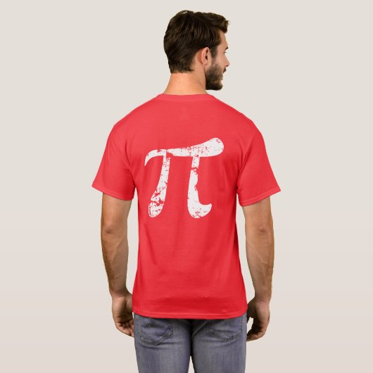 White Grunge Pi Symbol T-shirt (Achterkant volledig)