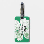 White Grungy four-Leaf Clover op Green Ground Bagagelabel (Achterkant verticaal)
