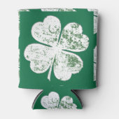 White Grungy four-Leaf Clover op Green Ground Blikjeskoeler (Voorkant)