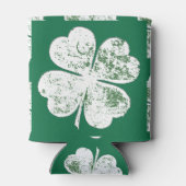 White Grungy four-Leaf Clover op Green Ground Blikjeskoeler (Achterkant)