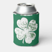 White Grungy four-Leaf Clover op Green Ground Blikjeskoeler (Blikje Achterkant)