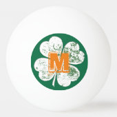 White Grungy four-Leaf Clover op Green Ground Pingpongbal (Achterkant)