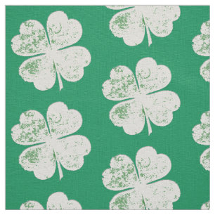 White Grungy four-Leaf Clover op Green Ground Stof