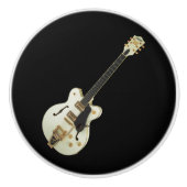 White Guitar Black Background Knop (Voorkant)