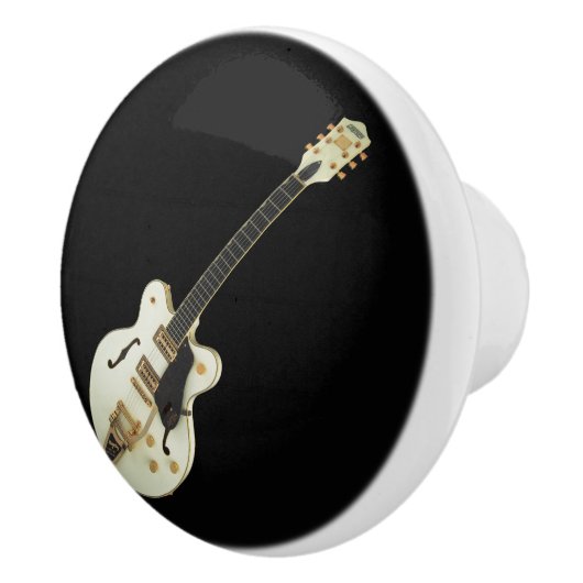 White Guitar Black Background Knop (Rechts)