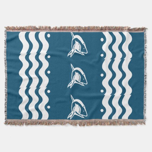 WHITE haai personaliseert / .Choose kleur achtergr Deken (Voorkant)