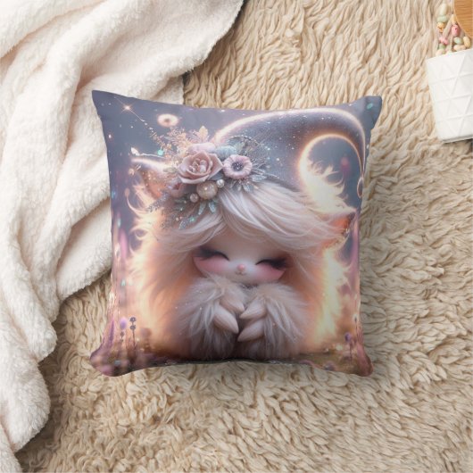 White Hair Beauty Cheek Kussen (Deken)