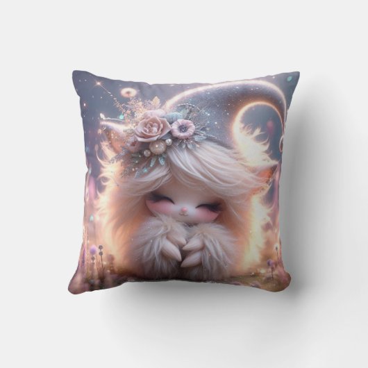 White Hair Beauty Cheek Kussen (Achterkant)