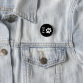 White Halftone Paw Print Ronde Button 3,2 Cm (In situ)