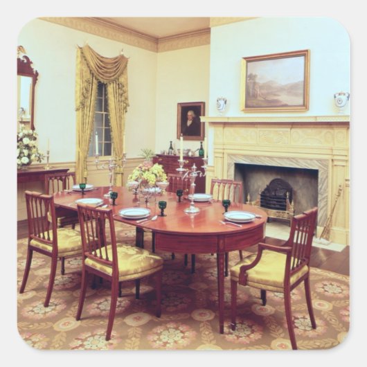 White Hall Dining Room, bij Charleston Vierkante Sticker (Voorkant)