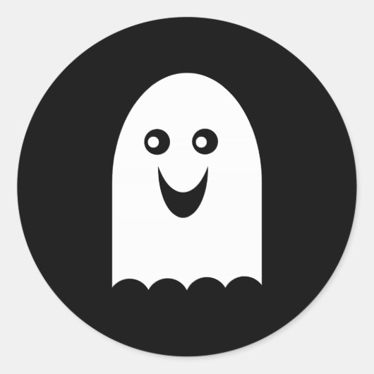 White Halloween Ghost Ronde Sticker (Voorkant)