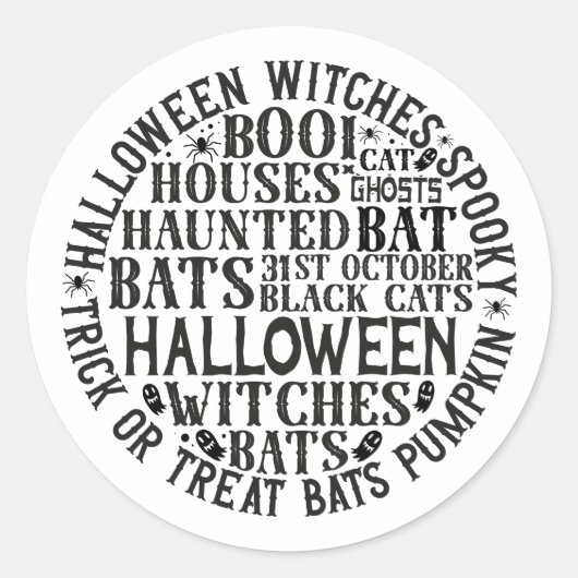 White Halloween Word Art Sticker (Voorkant)