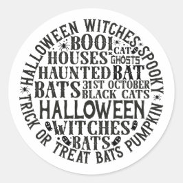 White Halloween Word Art Sticker