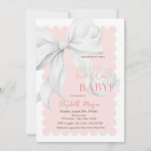 White Hand Drawn Bow Elegant Frame Pink Stripes Kaart (Voorkant)