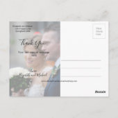 White Hand Lettered Bedankt Fun Photo Weddenschap Briefkaart (Achterkant)