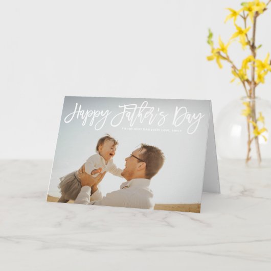 White Hand Lettered Script Happy Vaderdag Kaart (Gele Bloem)