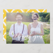 White Hand Lettered Script Photo Weddenschap Bedan Bedankkaart (Voorkant / Achterkant)