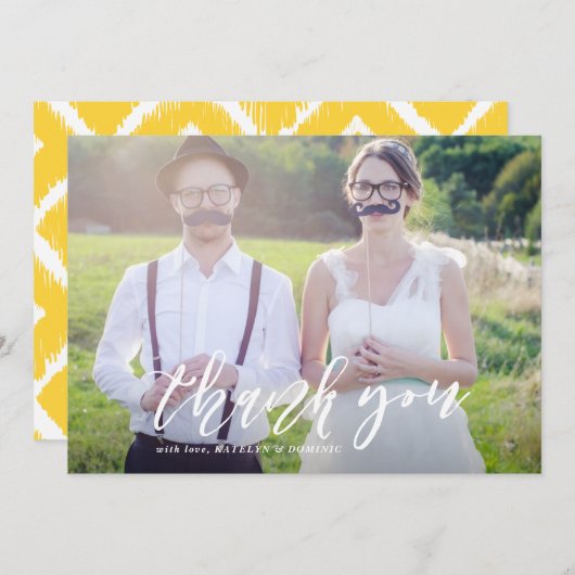 White Hand Lettered Script Photo Weddenschap Bedan Bedankkaart (Voorkant / Achterkant)