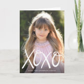 White Hand-Lettered XOXO Valentijnsdag Foto Feestdagen Kaart (Voorkant)