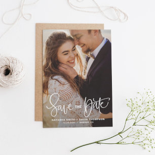 White  hand Lettering Foto opslaan Datum II Save The Date