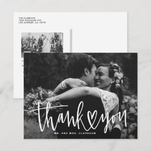 White Hand Lettering with Heart Weddenschap Bedank Feestdagenkaart