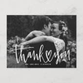 White Hand Lettering with Heart Weddenschap Bedank Feestdagenkaart (Voorkant)