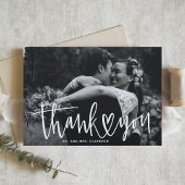 White Hand Lettering with Heart Wedding Bedankkaart