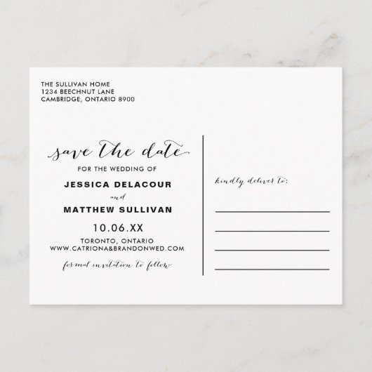 White Handgeschreven script foto Save Our Date II Aankondigingskaart (Achterkant)