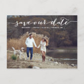 White Handgeschreven script foto Save Our Date II Aankondigingskaart (Voorkant)