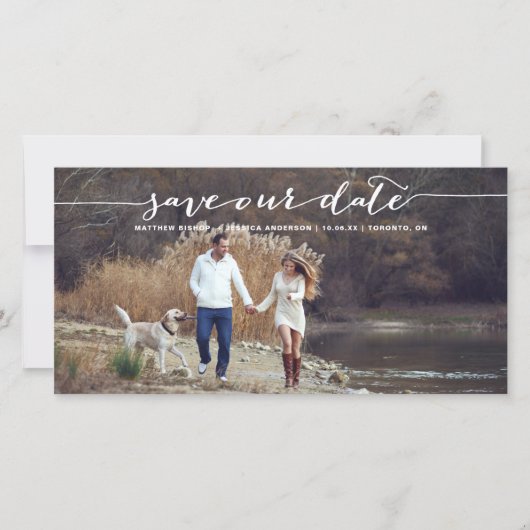 White Handgeschreven script foto Save Our Date II Save The Date (Voorkant)