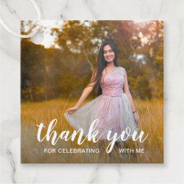 White Handwrite Hartelijk dank Foto Afstuderen Bedankjes Labels