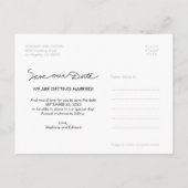 White Handwrite Save our Date Photo Briefkaart (Achterkant)