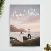 White Handwriting Happest Holiday Photo Card Feestdagenkaart