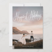White Handwriting Happest Holiday Photo Card Feestdagenkaart (Voorkant)