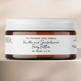 White Handwritten Minimalist Body Butter Jar Label