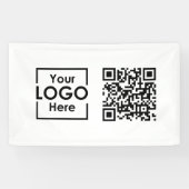 White Hanging Banner Sign Business Logo QR Code (Horizontaal)