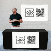 White Hanging Banner Sign Business Logo QR Code