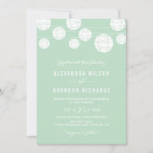 White Hanging Lantern Mint Wedding Invitation Kaart (Voorkant)