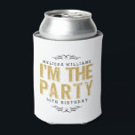 White Happy 50th Birthday-I's Party Gold Text Blikjeskoeler<br><div class="desc">Het moderne typografische ontwerp is perfect: ik ben de partij in gouden glittertextuur die aanpasbare tekst afdrukt in gouden en gouden glitter-lijst. Witte achtergrond die je kunt veranderen. Fijne 50ste verjaardag of voor elke feestelijke gelegenheid.</div>