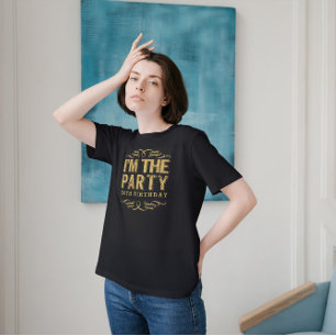 White Happy 50th Birthday-I's Party Gold Text T-shirt