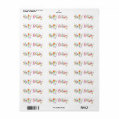 White Happy Birthday Address Label Sticker (Full Sheet)