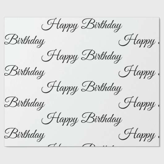White Happy Birthday-inpakpapier Cadeaupapier (Vlak)