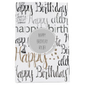 White Happy Birthday Medium Cadeauzakje (Voorkant)