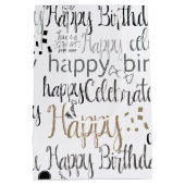 White Happy Birthday Medium Cadeauzakje (Achterkant)