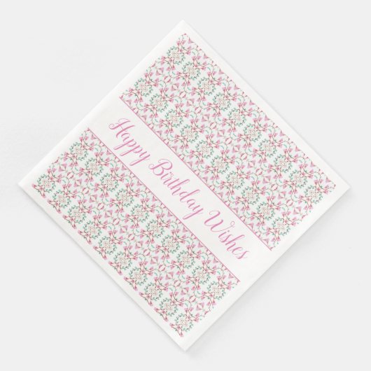 White Happy Birthday Wish Paper Dinner Napkins Servet (Hoek)