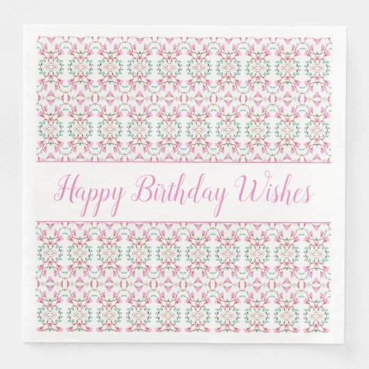 White Happy Birthday Wish Paper Dinner Napkins Servet (Voorkant)