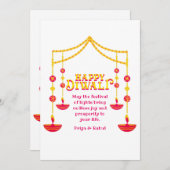 White Happy Diwali Feestdagenkaart (Voorkant / Achterkant)