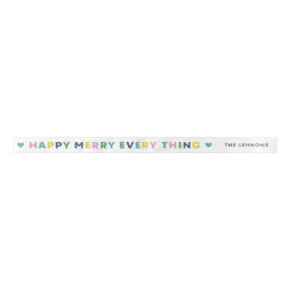 White Happy Merry Everything Christmas Ribbon Satijnen Lint